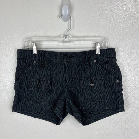 Split Shorts Women 9 Grey Cheveron Print Cargo Casual Bottoms Juniors - Picture 10 of 10